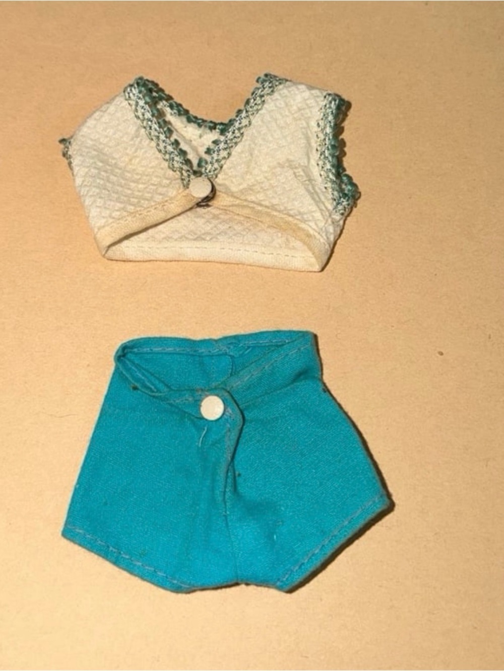 Vintage Tammy Family Size Teal Shorts, White & Green Crop Top